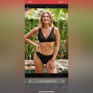 Cupshe Scalloped Plunge Bralette & Hipster Bikini Set